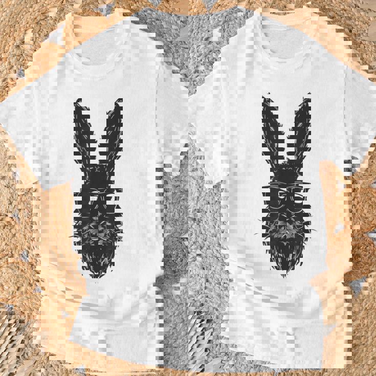 ひげバニーフェイス サングラス付き イースターデー 2024 男性 男の子 子供 Tシャツ 高齢者への贈り物