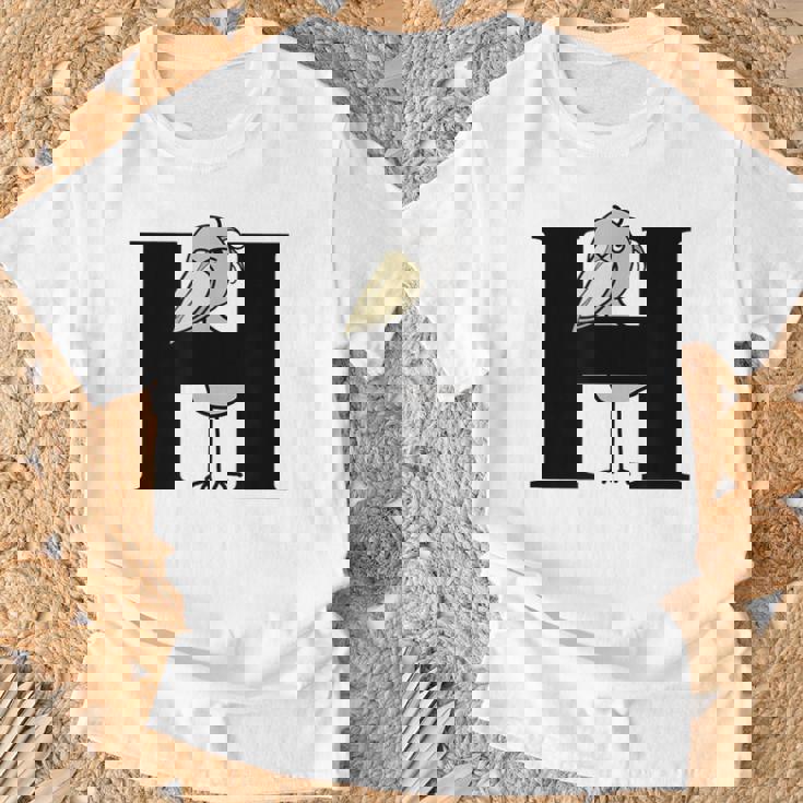 みんな大好きハシビロコウ 動かない鳥 はしび郎クラブ Hアルファベット ロゴ Tシャツ 高齢者への贈り物