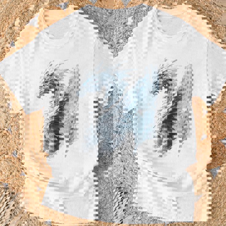 アイスドラゴン グラフィック 神話アート アイスドラゴン Tシャツ 高齢者への贈り物