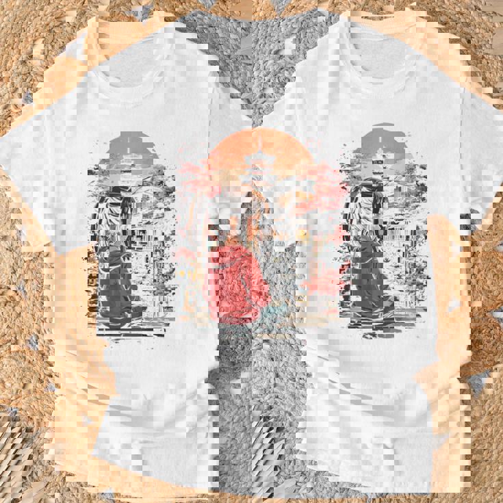 アニメ 女の子 日本 バックプリント Tシャツ 高齢者への贈り物