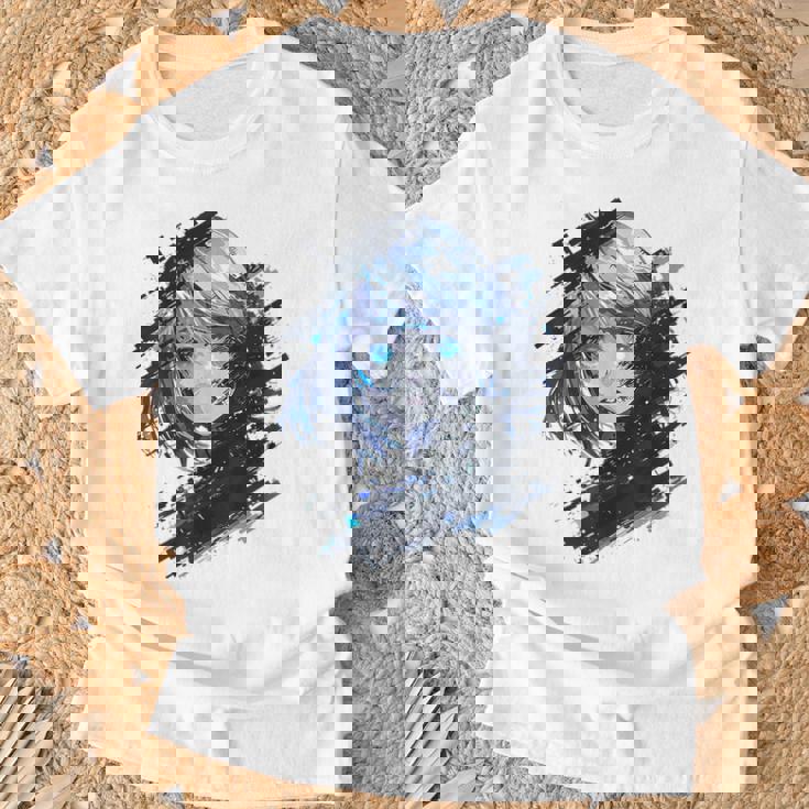 アニメ 漫画 グラフィック 青い目 アート アニメ Tシャツ 高齢者への贈り物