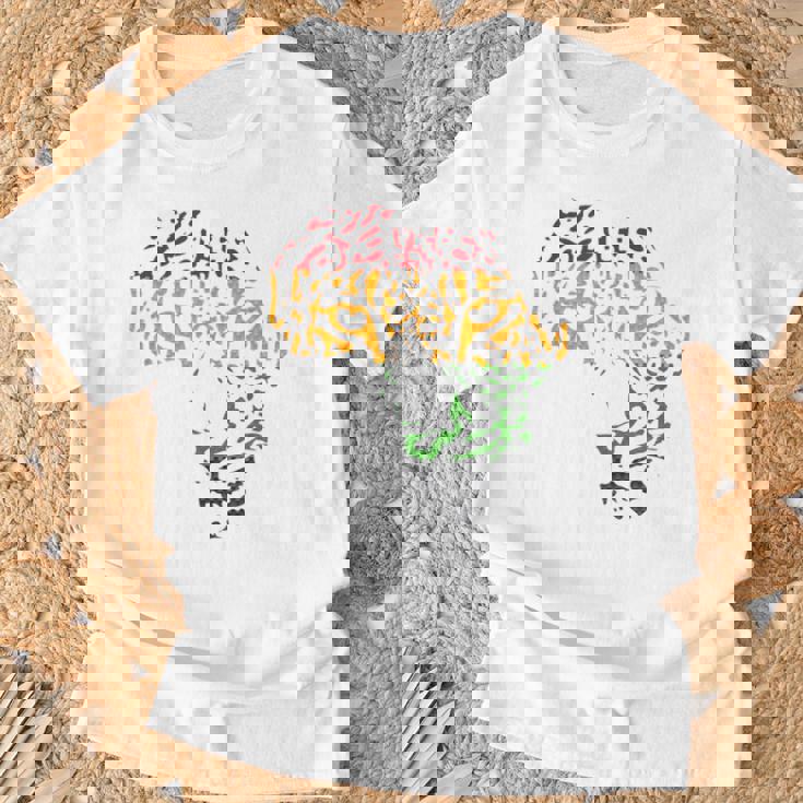 アフリカ地図 ヒョウ柄 アフリカラスタカラー Tシャツ 高齢者への贈り物