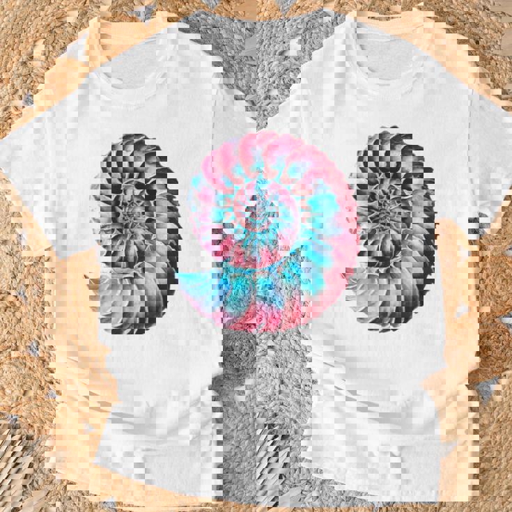 アンモナイトスパイラル貝殻 長袖tシャツ Tシャツ 高齢者への贈り物