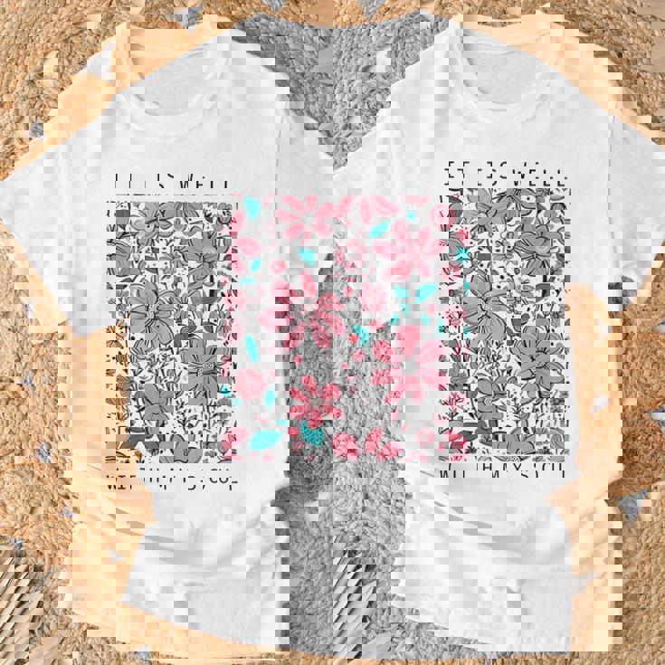 イット・イズ・ウェル・ウィズ・マイ・ソウル・フラワー Tシャツ 高齢者への贈り物
