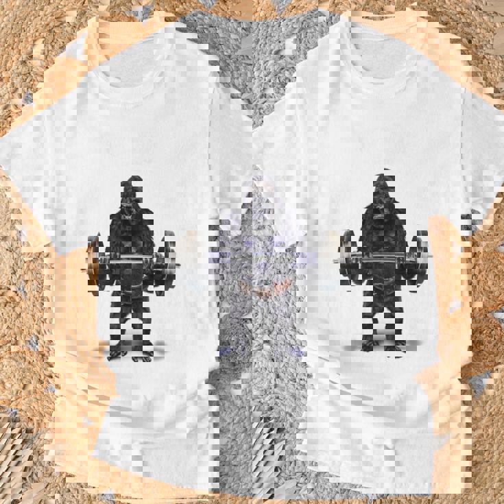 ウェイトリフティング 筋トレ バーベル やる気がないなら家に帰れ ゴリラ Tシャツ 高齢者への贈り物