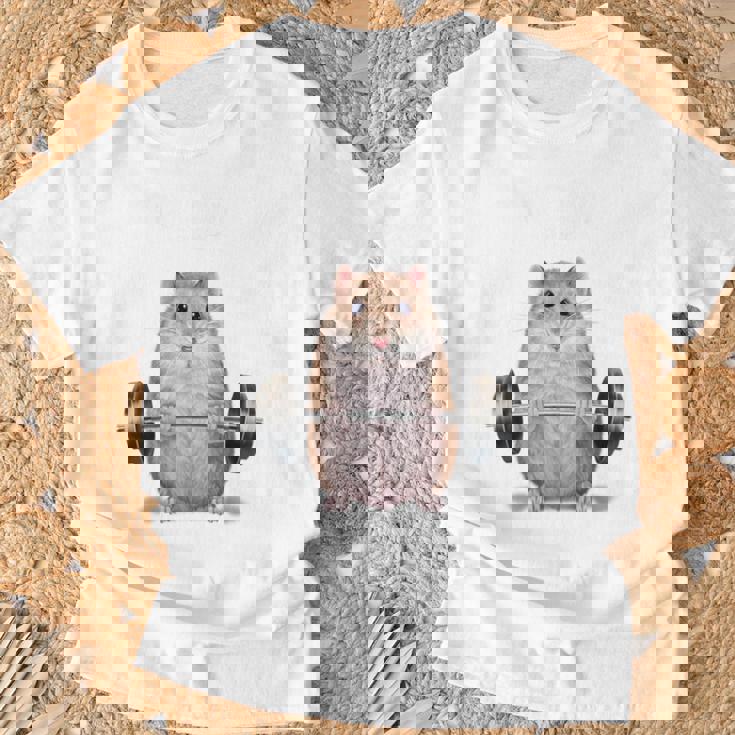 ウェイトリフティング 筋トレ バーベル やる気がないなら家に帰れ ジャンガリアンハムスター Tシャツ 高齢者への贈り物