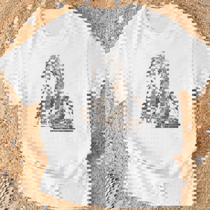 エジプト スフィンクス 神秘 ラムセス バックプリント Tシャツ 高齢者への贈り物