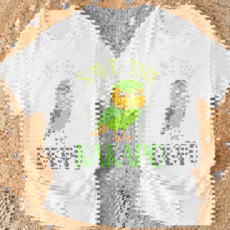 カカポ絶滅危惧保全啓発鳥を救え 長袖tシャツ Tシャツ 高齢者への贈り物