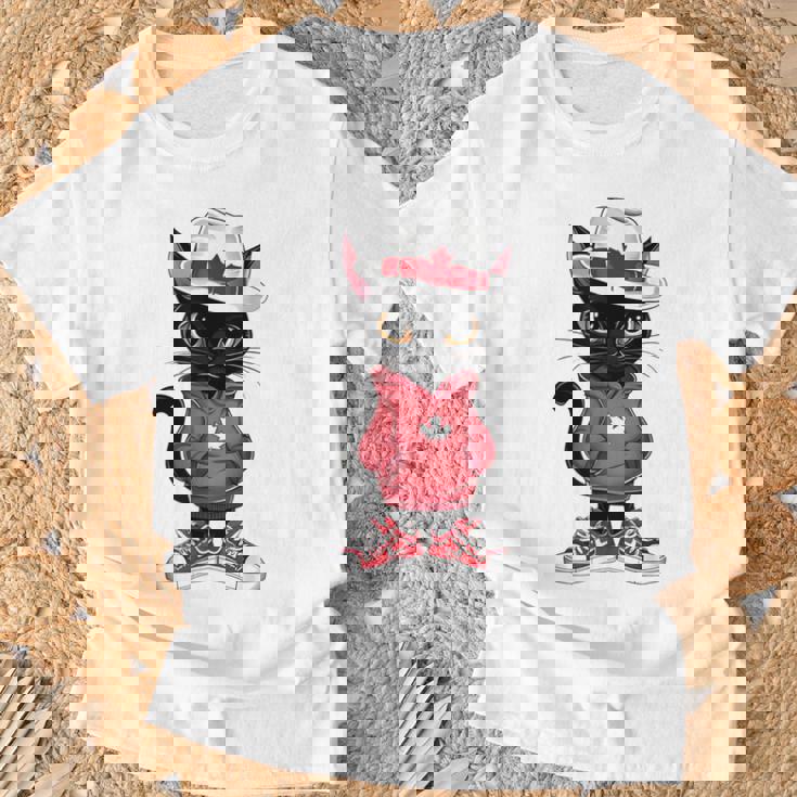 カナダデー 面白い クール 黒猫 カナダ国旗 キッズ 女の子 男の子 Tシャツ 高齢者への贈り物