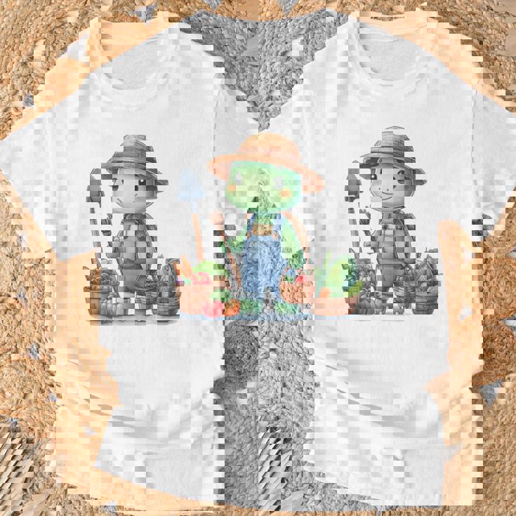 カメは農夫、かわいいデザイン。 Tシャツ 高齢者への贈り物