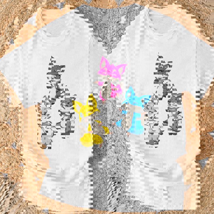 カワイイ・パンセクシュアル・プライド・フォックス 長袖tシャツ Tシャツ 高齢者への贈り物