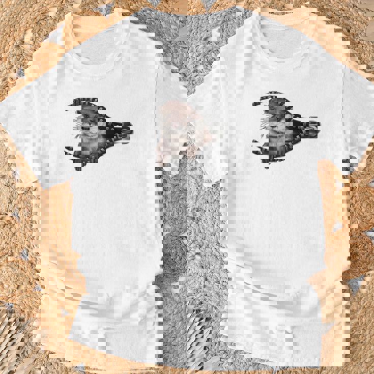 カワウソ 長袖tシャツ Tシャツ 高齢者への贈り物