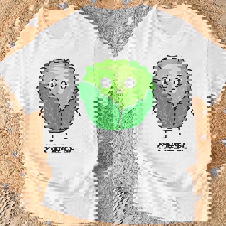 キャベツ 顔 イラスト かわいい おもしろ 面白い 簡単 シンプル ゆるい 野菜 Tシャツ 高齢者への贈り物