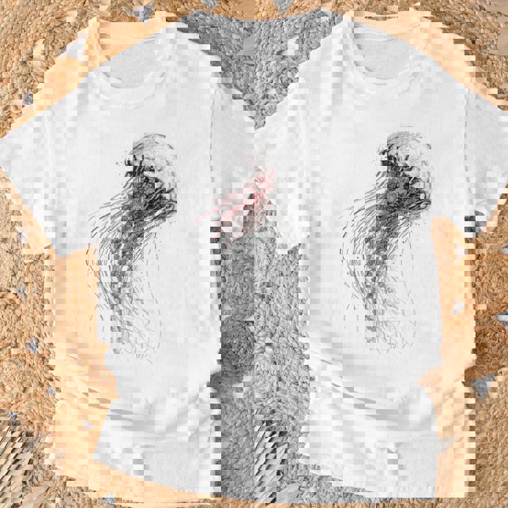 クラゲ 図面 グラフィック 動物 アート クラゲ Tシャツ 高齢者への贈り物