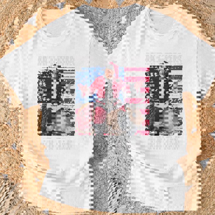 クリスマスを再び素晴らしいものにする トランプパジャマ 醜い 長袖tシャツ Tシャツ 高齢者への贈り物