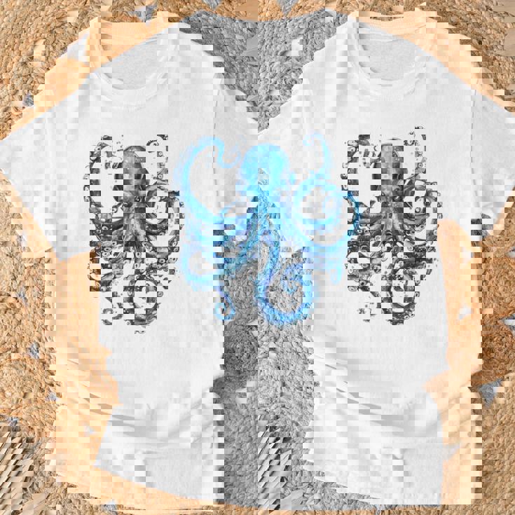 クール ブルー タコ 海 海 好き 触手 タコ好き Tシャツ 高齢者への贈り物