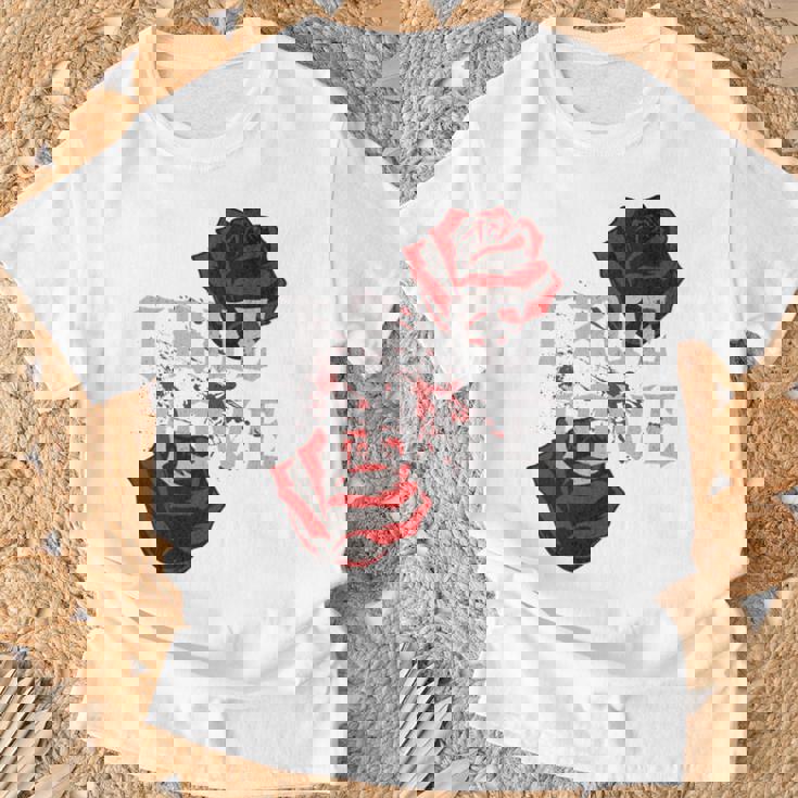 ゴシック ローズ パンク ラブ バレンタイン 学生 ロックミュージック ギグ 長袖tシャツ Tシャツ 高齢者への贈り物