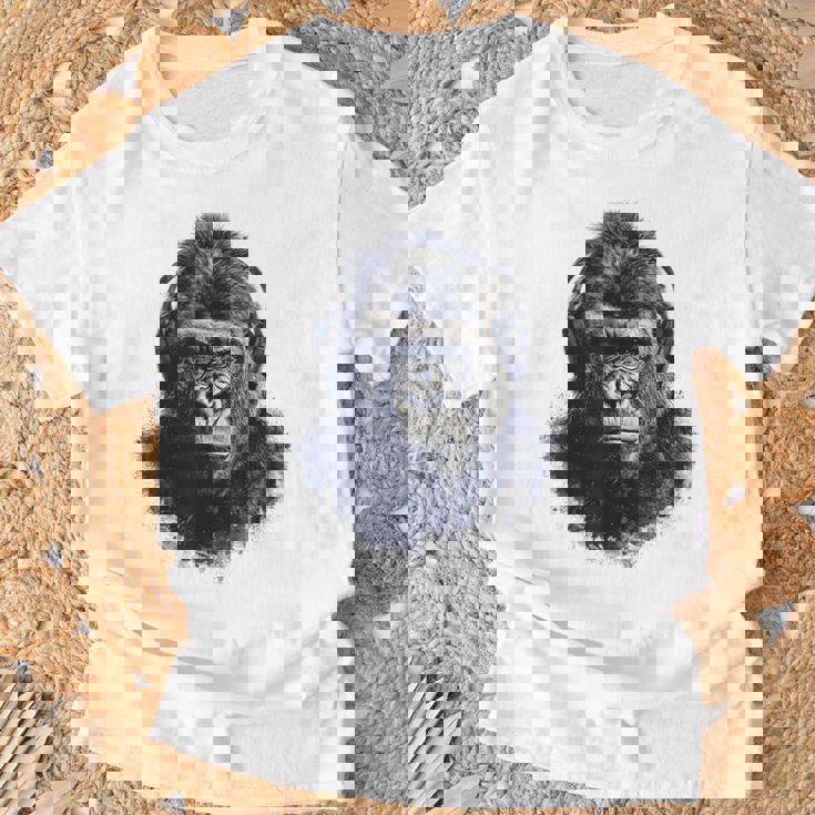 ゴリラ 描画 動物 イラスト 抽象画 アート ゴリラ Tシャツ 高齢者への贈り物