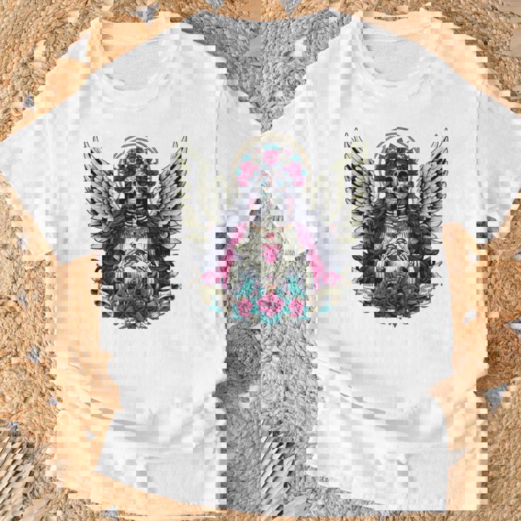 サンタ・ムエルテ 長袖tシャツ Tシャツ 高齢者への贈り物