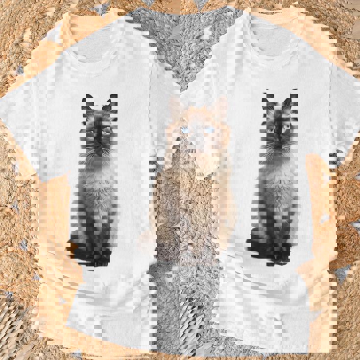 シャム猫 美人 雄大なシャム猫 ラブリーシャム猫 Tシャツ 高齢者への贈り物