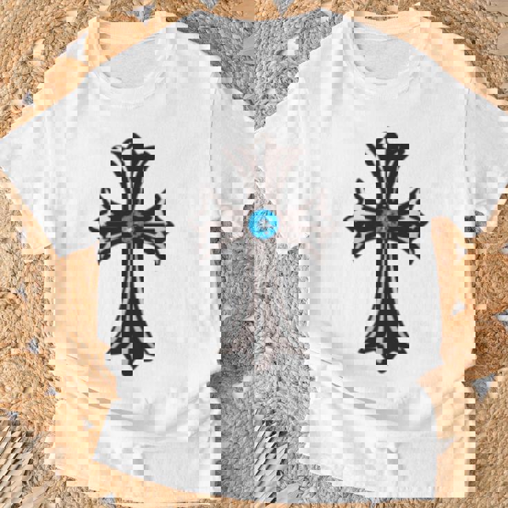 シルバークロス ブルーダイヤ 長袖tシャツ Tシャツ 高齢者への贈り物