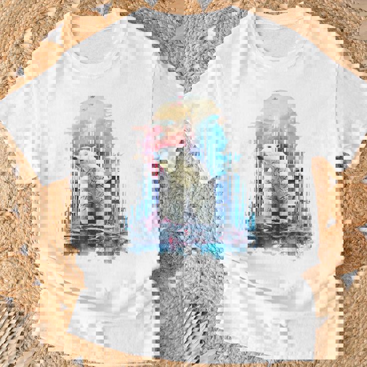 シロクマ 動物 カラフル 動物園 アート 描画 シロクマ Tシャツ 高齢者への贈り物