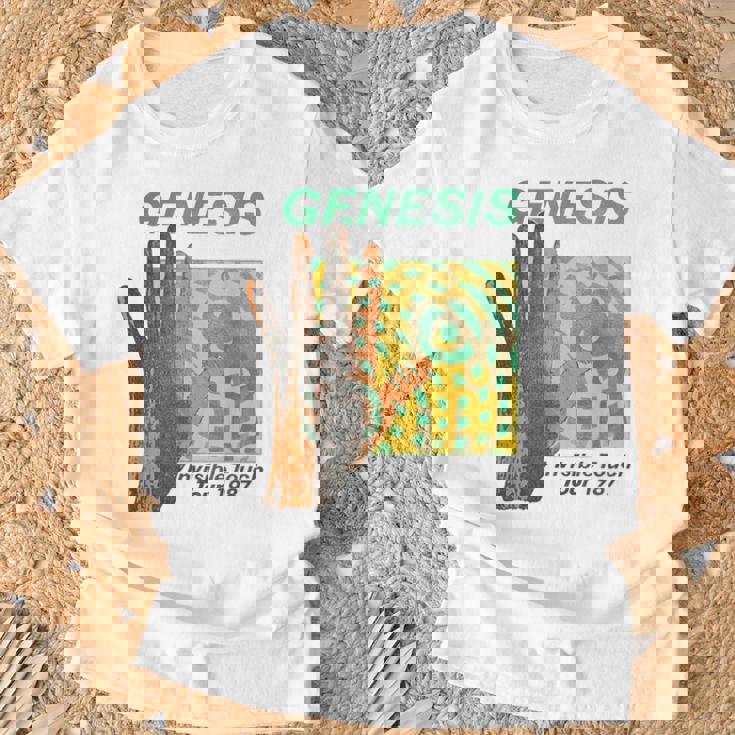 ジェネシスインビジブルタッチツアーロックバンドミュージック Tシャツ 高齢者への贈り物