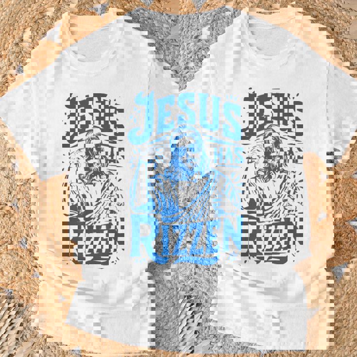 ジーザス・ハズ・リズン・ファニー・ジーザス・ミームリズ・ヤング・クリスチャン Tシャツ 高齢者への贈り物