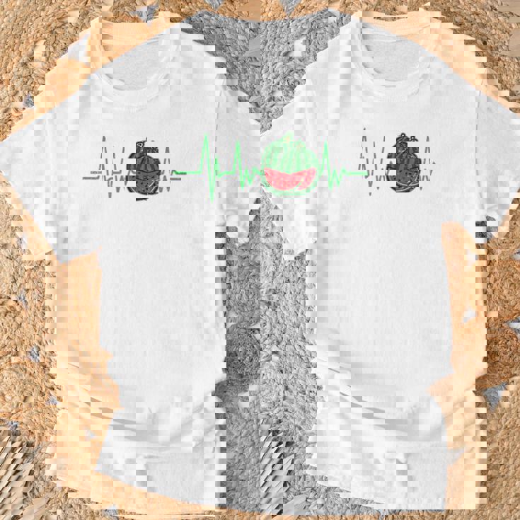 スイカ 農家 ハートビート ガーデニング 果物 農業 庭師 長袖tシャツ Tシャツ 高齢者への贈り物