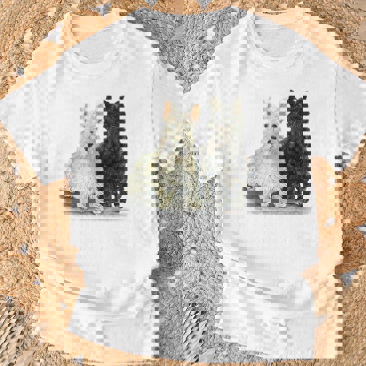 スコティッシュテリア犬の所有者ペット所有者アートデザイン Tシャツ 高齢者への贈り物