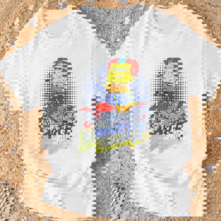 スポンジボブ スクエアパンツ スポンジボブ Watch This Tシャツ 高齢者への贈り物