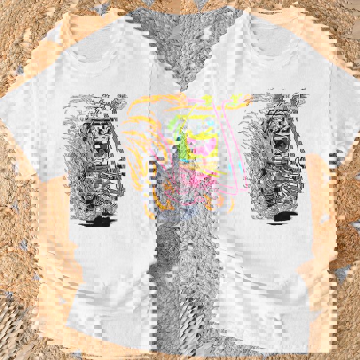 スポンジボブ スクエアパンツ スポンジボブ コミックバイク Tシャツ 高齢者への贈り物