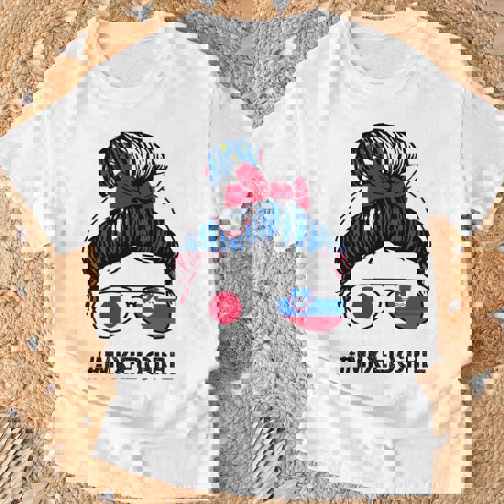 スロベニア 日本国旗 スロベニア 日本の散らかったお団子 長袖tシャツ Tシャツ 高齢者への贈り物