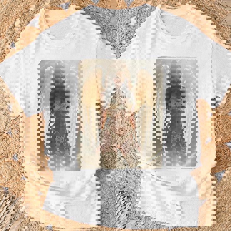 セクシーガールグラフィックtシャツ セクシーなブルネットエンジェルピンナップバックプリント Tシャツ 高齢者への贈り物