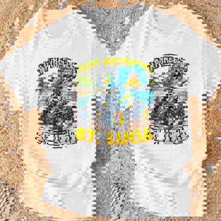 セントルシア 独立 モンスタートラックフラッグ キッズ ガールズ ティーン Tシャツ 高齢者への贈り物