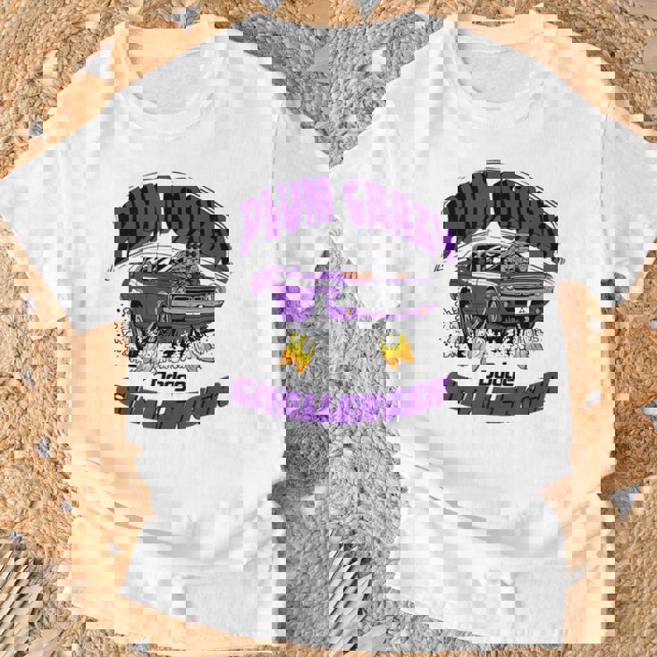 ダッジ チャレンジャー プラム クレイジー ラストコール Tシャツ 高齢者への贈り物