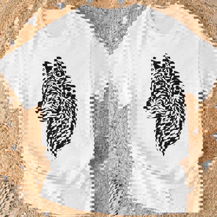 トライバルウルフ ポリネシア部族 マオリ柄 オオカミ Tシャツ 高齢者への贈り物