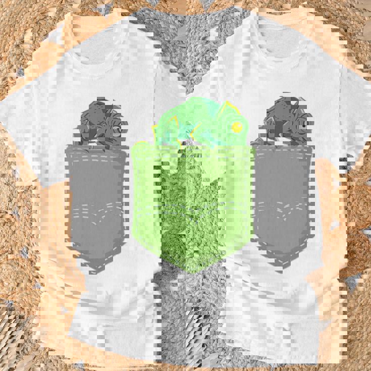 トロピカル アニマル トカゲ 爬虫類ラバー ポケット カメレオン Tシャツ 高齢者への贈り物