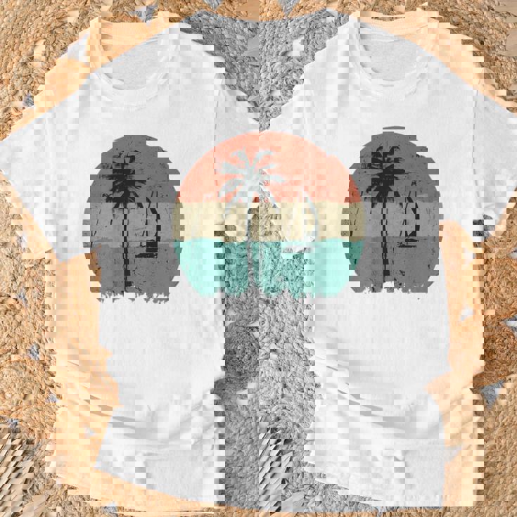 トロピカル ビーチ ヤシの木 ヴィンテージ レトロ 70年代 80年代 航海 Tシャツ 高齢者への贈り物