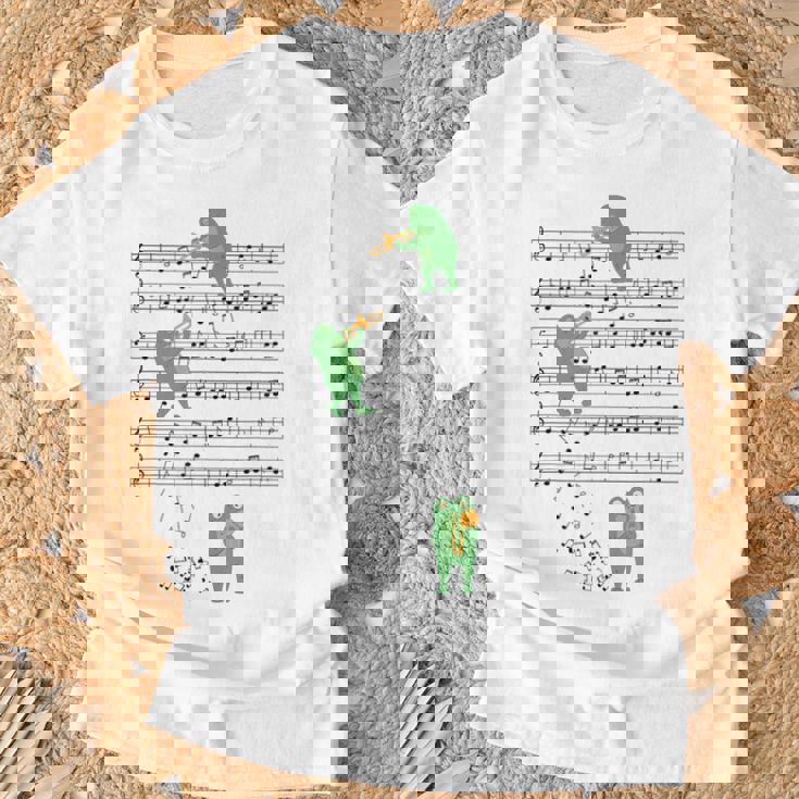 トロンボーン奏者 カエル トロンボーン好きのトロンボーン愛好家 トロンボーン音記号 Tシャツ 高齢者への贈り物