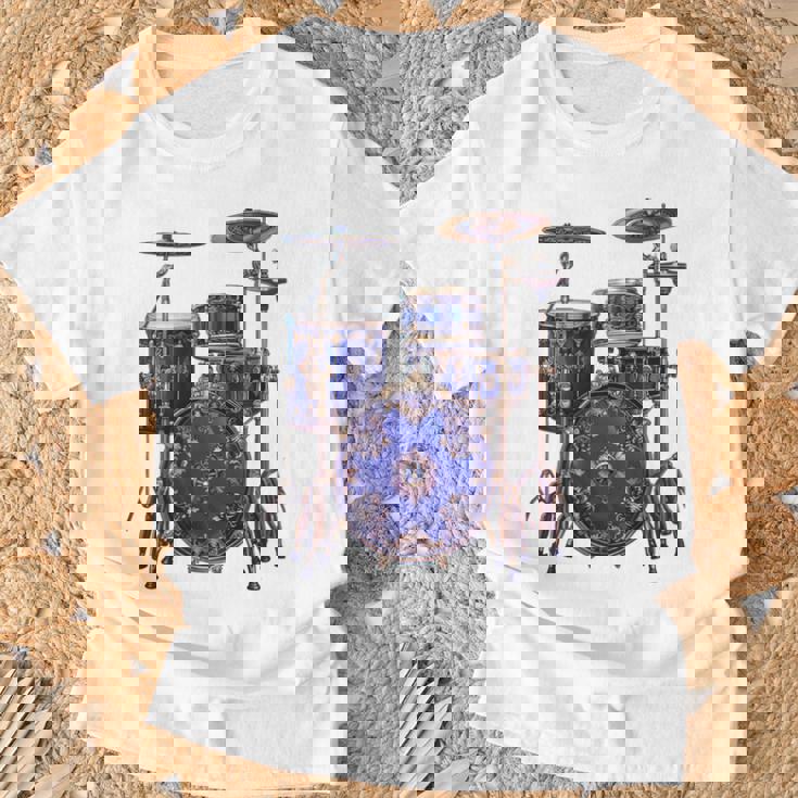 ドラム ドラマー ドラミング ドラム 長袖tシャツ Tシャツ 高齢者への贈り物