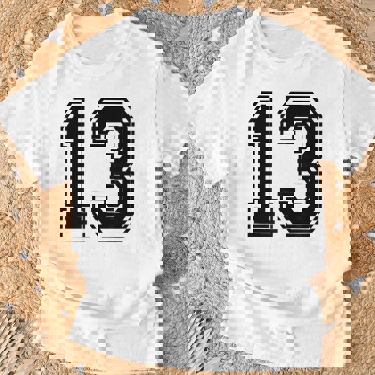 ナンバー13 カレッジスポーツチーム 黒文字 Tシャツ 高齢者への贈り物