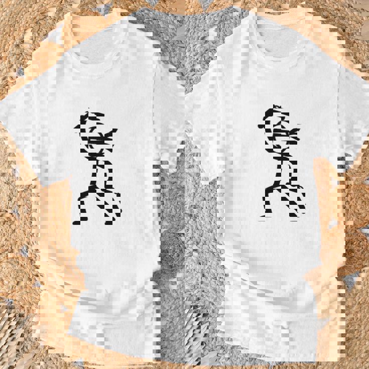 ヌンチャク棒人間クリップアートグラフィック 長袖tシャツ Tシャツ 高齢者への贈り物