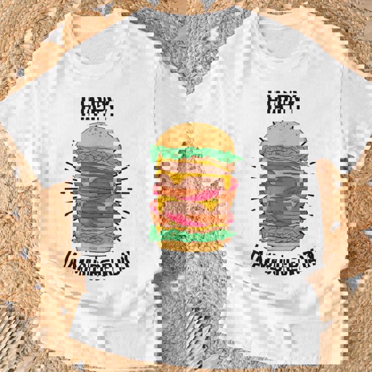 ノベルティ ハンバーガーデー フローズン加工 ミール愛好家 フライドポテト Tシャツ 高齢者への贈り物