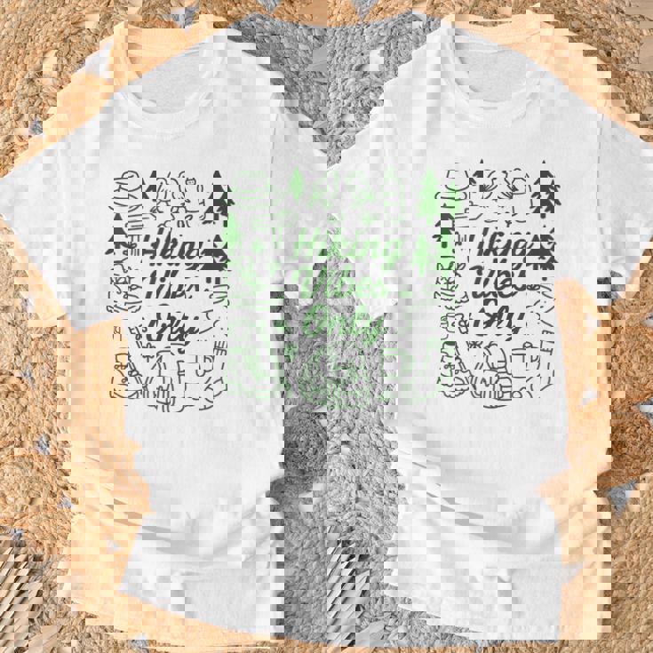 ハイキング バイブスオンリー 自然 落書き アート ミニマリスト 森林愛好家 Tシャツ 高齢者への贈り物