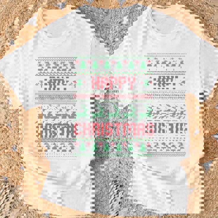 ハッピークリスマス、アグリークリスマス Tシャツ 高齢者への贈り物