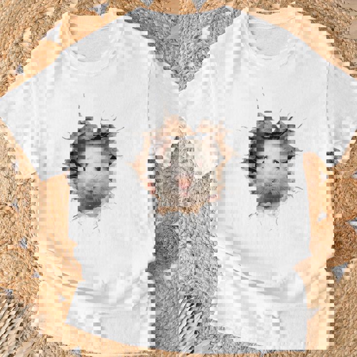 ハムスター アニマルプリント グラフィック ポートレート 顔 ハムスター Tシャツ 高齢者への贈り物