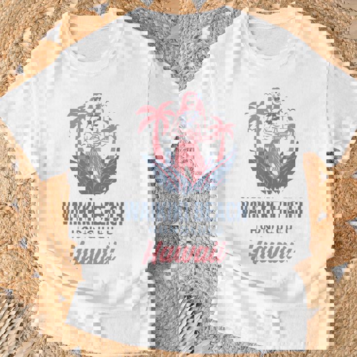 ハワイホノルルのワイキキビーチ Tシャツ 高齢者への贈り物