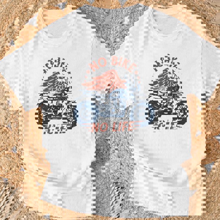 バイク 面白tシャツ No Bike No Life メンズ オートバイ モーターサイクル おもしろ ツーリング 服 Tシャツ 高齢者への贈り物