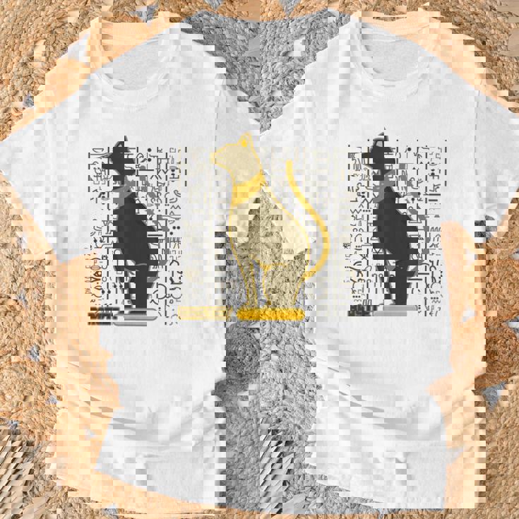 バステット 古代エジプトの猫 神 ヒエログリフ グラフィックアート愛好家 Tシャツ 高齢者への贈り物